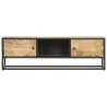 Meuble TV avec porte sculptée 130x30x40cm Bois de manguier brut 623644623644