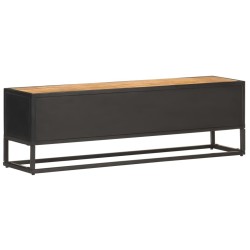 Meuble TV avec porte sculptée 130x30x40cm Bois de manguier brut 623644623644