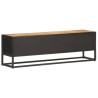 Meuble TV avec porte sculptée 130x30x40cm Bois de manguier brut 623644623644