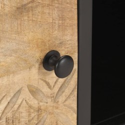Meuble TV avec porte sculptée 130x30x40cm Bois de manguier brut 623644623644