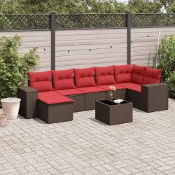 Ensemble de canapé de jardin 8 pcs avec coussins marron résine tressée 623645623645
