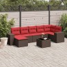 Ensemble de canapé de jardin 8 pcs avec coussins marron résine tressée 623645623645