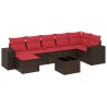 Ensemble de canapé de jardin 8 pcs avec coussins marron résine tressée 623645623645