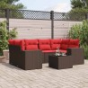 Ensemble de canapé de jardin 7 pcs avec coussins marron résine tressée 623646623646