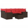 Ensemble de canapé de jardin 7 pcs avec coussins marron résine tressée 623646623646