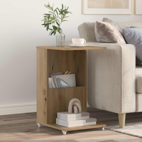 Table d'appoint avec roue Chêne artisanal 40 x 35 x 60 cm 623647623647