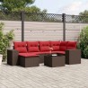 Ensemble de canapé de jardin 7 pcs avec coussins marron résine tressée 623648623648