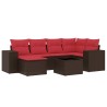 Ensemble de canapé de jardin 7 pcs avec coussins marron résine tressée 623648623648