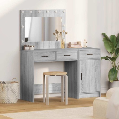 Table de Toilette avec tiroir 2 pcs Gris Bois d'ingénierie 623649623649