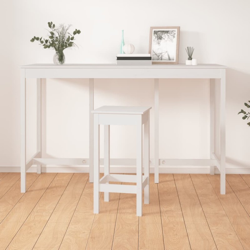 Table de bar Blanc 180x80x110 cm Bois massif de pin 623654623654