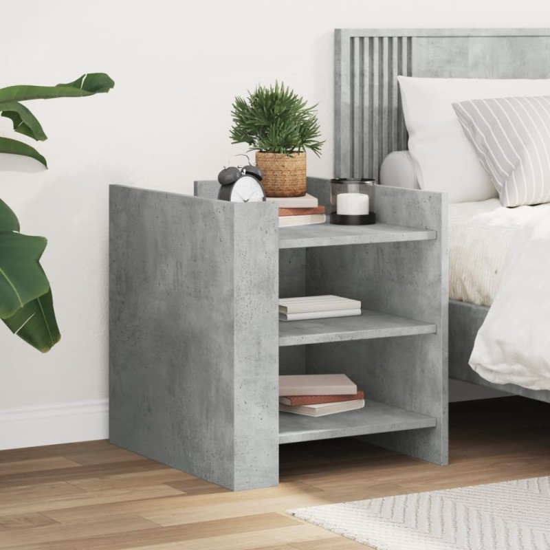 Table de chevet gris béton 45x50x50 cm bois d'ingénierie 623655623655