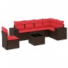 Ensemble de canapé de jardin 7 pcs avec coussins marron résine tressée 623658623658