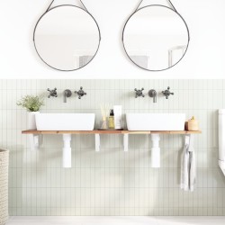 Étagère de vasque murale acier et bois massif d'acacia 623662623662