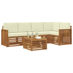 Ensemble de canapé d'angle avec coussin 6 pcs Naturel et Crème 623667623667