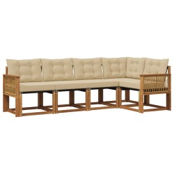 Ensemble de canapés d'extérieur 5 pcs Naturel et Beige 623671623671