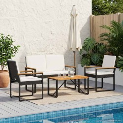 Ensemble de meubles d'extérieur 4 pcs Noir et blanc crème 623675623675