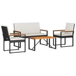 Ensemble de meubles d'extérieur 4 pcs Noir et blanc crème 623675623675