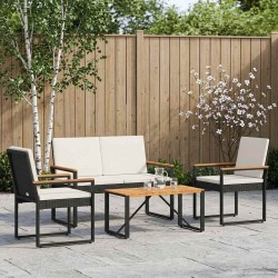 Ensemble de meubles d'extérieur 4 pcs Noir et blanc crème 623675623675