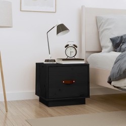 Table de chevet Noir 40x34x35 cm Bois de pin solide 623687623687