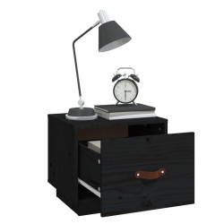 Table de chevet Noir 40x34x35 cm Bois de pin solide 623687623687