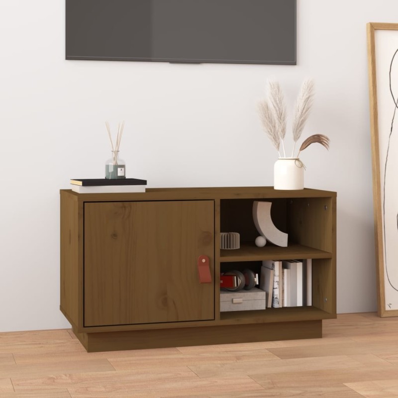 Meuble TV Marron miel 70x34x40 cm Bois de pin massif 623689623689
