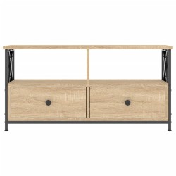 Meuble TV chêne sonoma 90x33x45 cm bois d'ingénierie et fer 623692623692