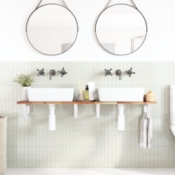 Étagère de vasque murale acier et bois massif d'acacia 623693623693