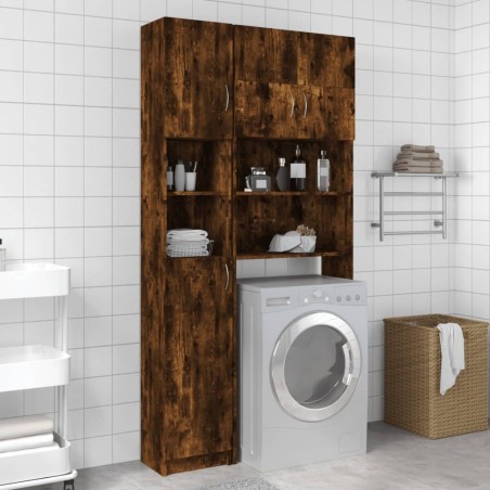 Armoire de bain Chêne fumé 32x25,5x190 cm Bois d'ingénierie 623698623698