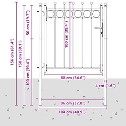 Porte de Clôture HORST 100 x 100 cm métal Noir Verrouillable 623701623701