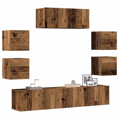 Ensemble de meuble TV mural 7 pcs vieux bois bois d'ingénierie 623711623711