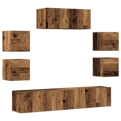 Ensemble de meuble TV mural 7 pcs vieux bois bois d'ingénierie 623711623711