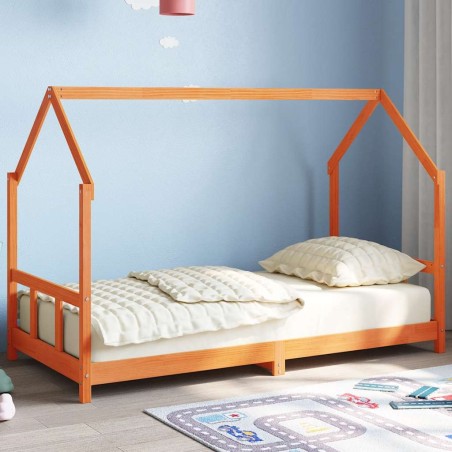 Cadre de lit d'enfants cire marron 90x190 cm bois de pin massif 623714623714