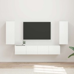 Ensemble de meuble TV mural Montage mural 4 pcs Blanc brillant 623717623717