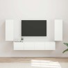 Ensemble de meuble TV mural Montage mural 4 pcs Blanc brillant 623717623717