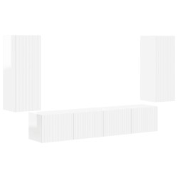 Ensemble de meuble TV mural Montage mural 4 pcs Blanc brillant 623717623717