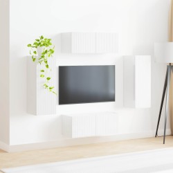 Ensemble de meuble TV mural Montage mural 4 pcs Blanc brillant 623717623717