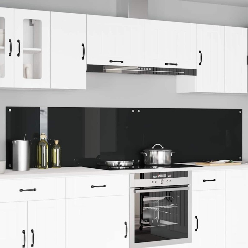 Crédence de cuisine 2 pcs Noir 120 x 50 cm verre trempé 623721623721