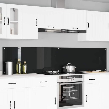 Crédence de cuisine 2 pcs Noir 120 x 50 cm verre trempé 623721623721