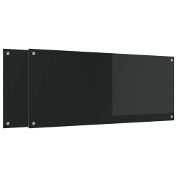 Crédence de cuisine 2 pcs Noir 120 x 50 cm verre trempé 623721623721