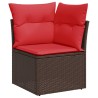 Ensemble de canapé de jardin 5 pcs avec coussins marron résine tressée 623729623729