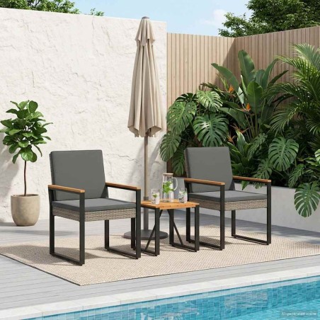 Ensemble de meubles d'extérieur 3 pcs Gris et Gris foncé 623730623730