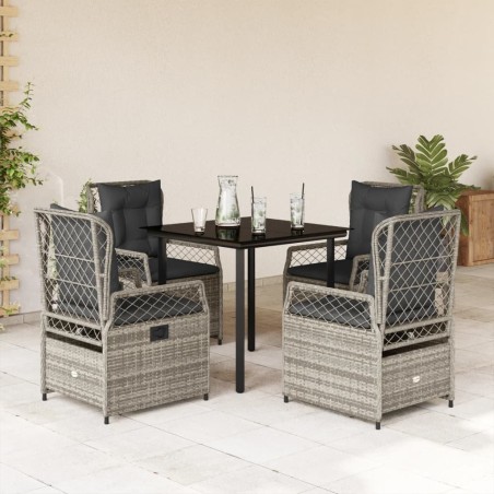 Ensemble à manger de jardin 5 pcs coussins gris résine tressée 623731623731