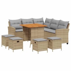 Ensemble de canapé de jardin 6 pcs avec coussins en forme de L beige résine tressée 623733623733