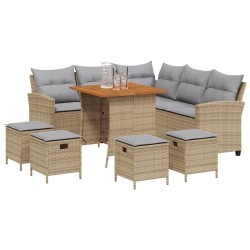 Ensemble de canapé de jardin 6 pcs avec coussins en forme de L beige résine tressée 623733623733