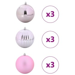 Ensemble de Boules de Noël XL 9 pc Rose Plastique 623749623749