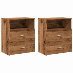 Tables de chevet 2 pcs vieux bois 50x32x60 cm bois d'ingénierie 623758623758