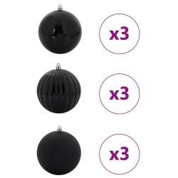 Ensemble de Boules de Noël XL 9 pc Noir Plastique 623759623759