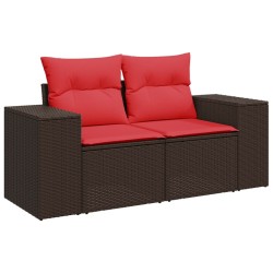 Ensemble de canapé de jardin 5 pcs avec coussins marron résine tressée 623765623765