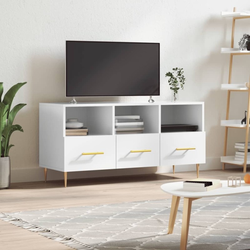 Meuble TV Blanc brillant 102x36x50 cm Bois d'ingénierie 623766623766