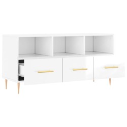 Meuble TV Blanc brillant 102x36x50 cm Bois d'ingénierie 623766623766